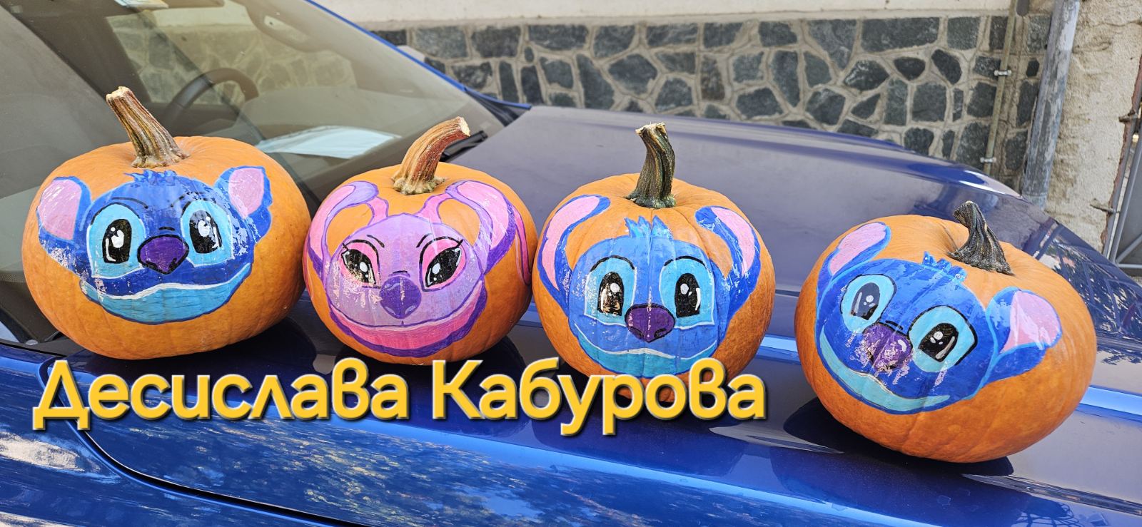Ръчно рисувана тиква с акрилни бои 13