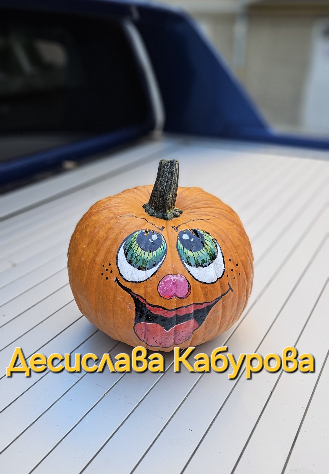 Ръчно рисувана тиква с акрилни бои 14