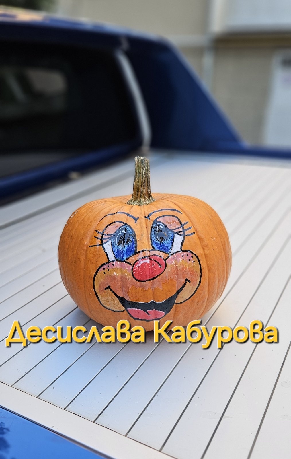 Ръчно рисувана тиква с акрилни бои 15