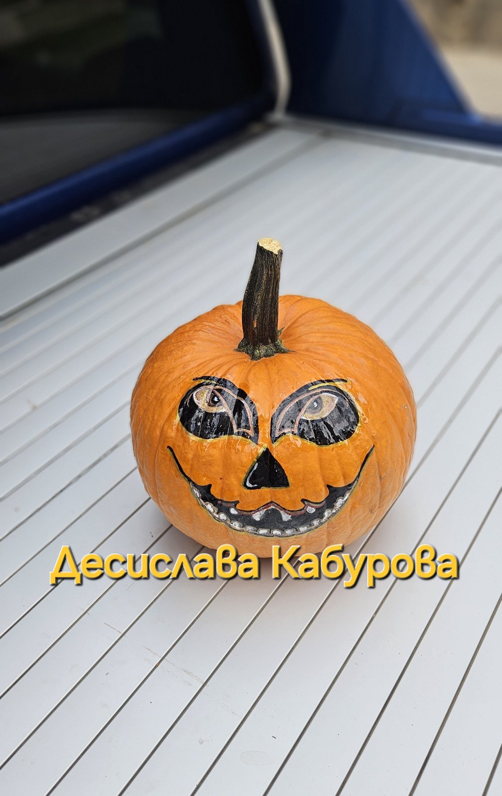 Ръчно рисувана тиква с акрилни бои 22