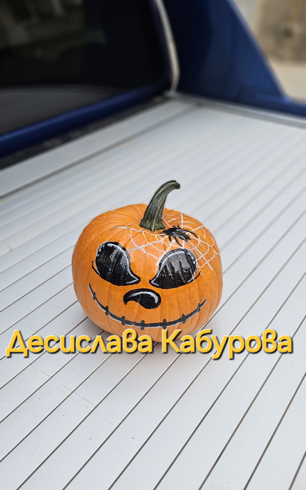 Ръчно рисувана тиква с акрилни бои 23