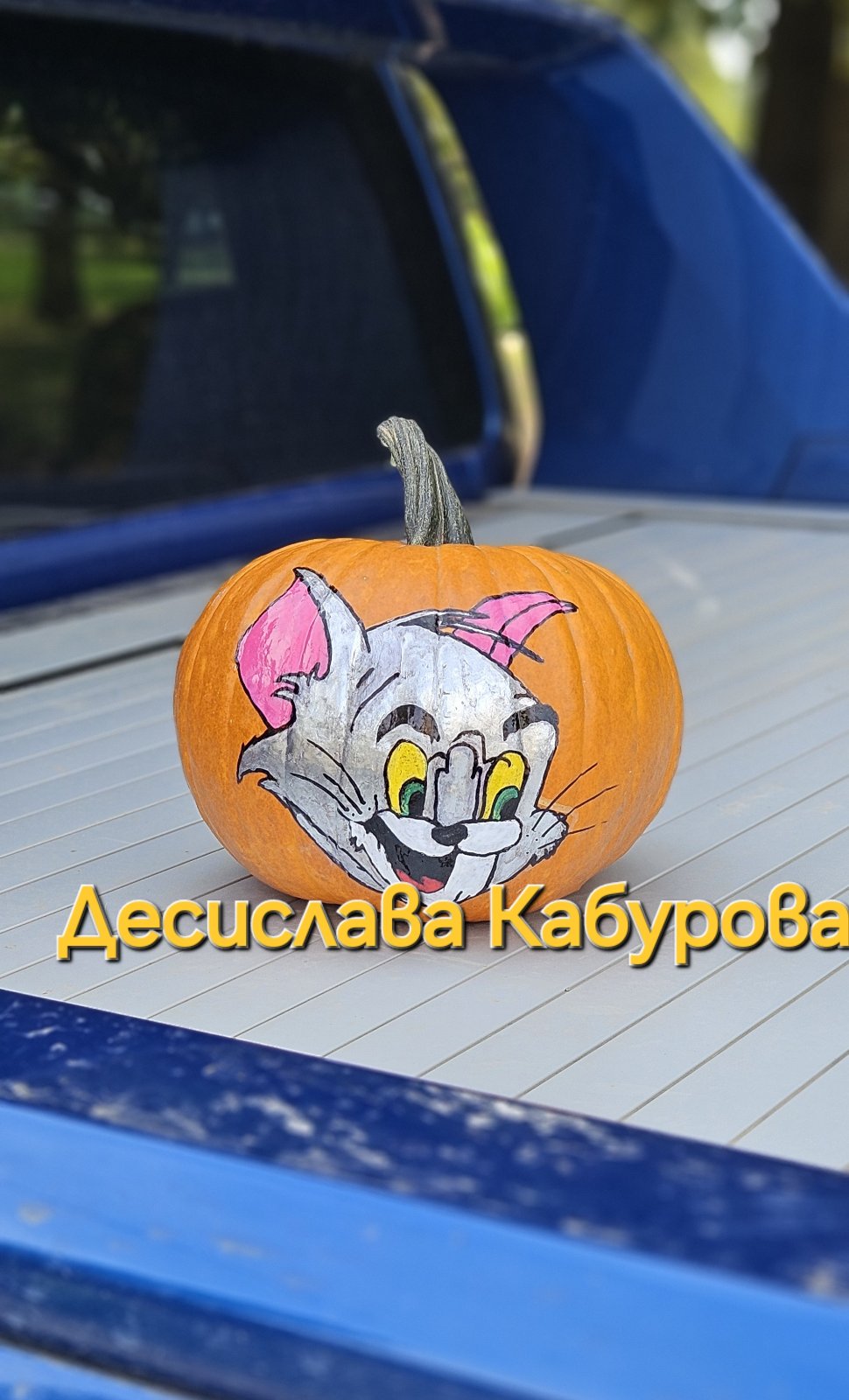 Ръчно рисувана тиква с акрилни бои 25