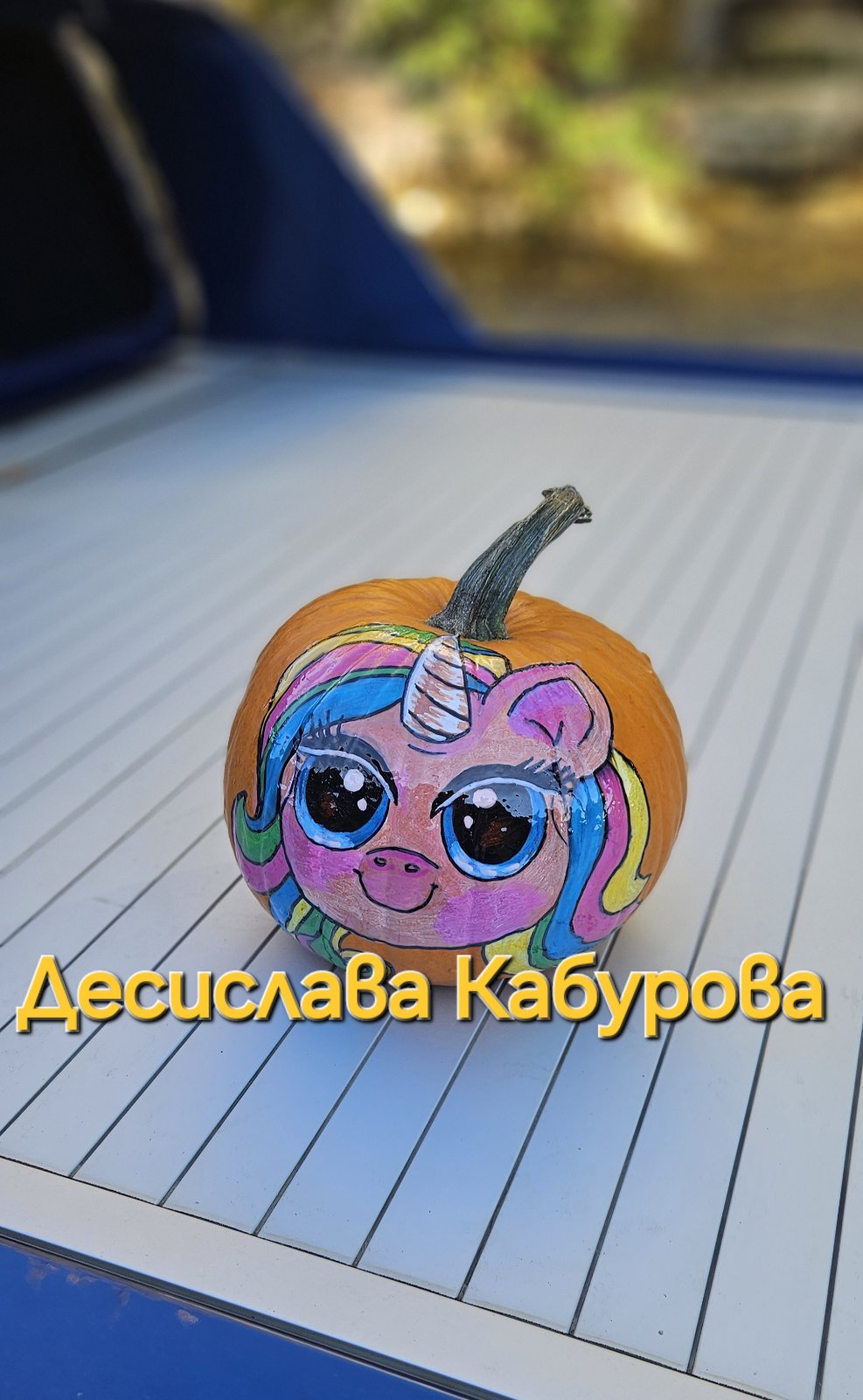 Ръчно рисувана тиква с акрилни бои 33
