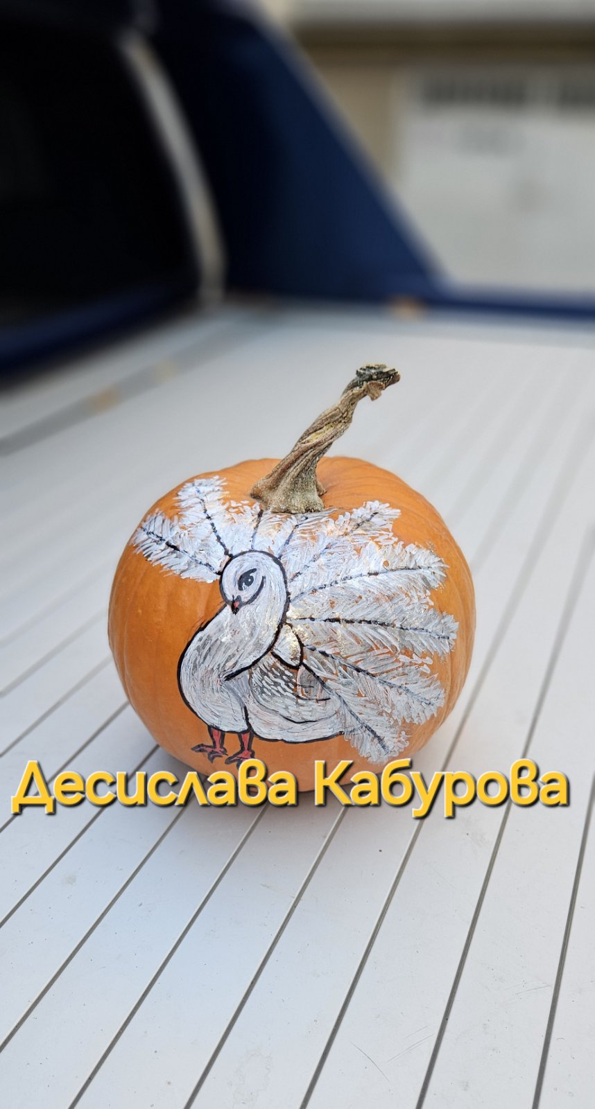 Ръчно рисувана тиква с акрилни бои 35