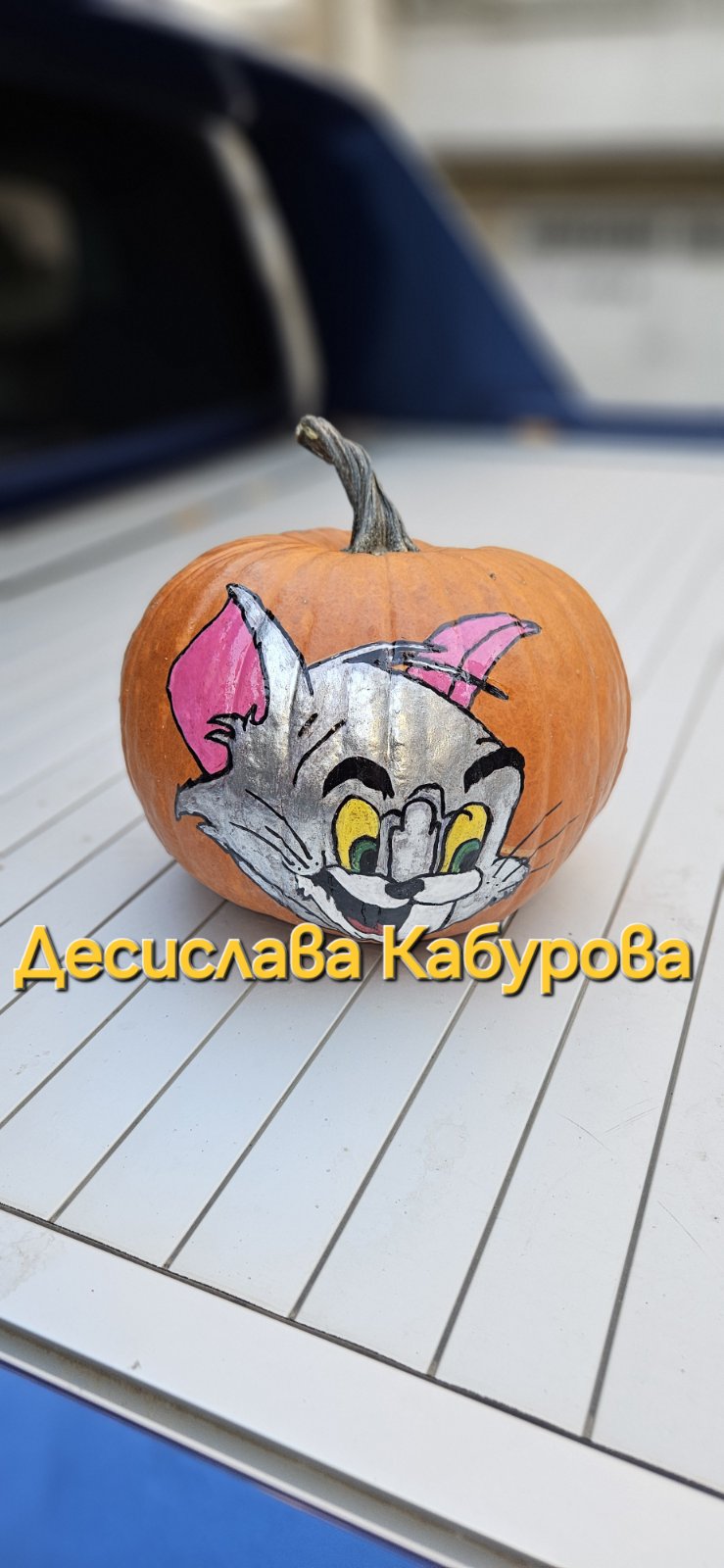 Ръчно рисувана тиква с акрилни бои 39