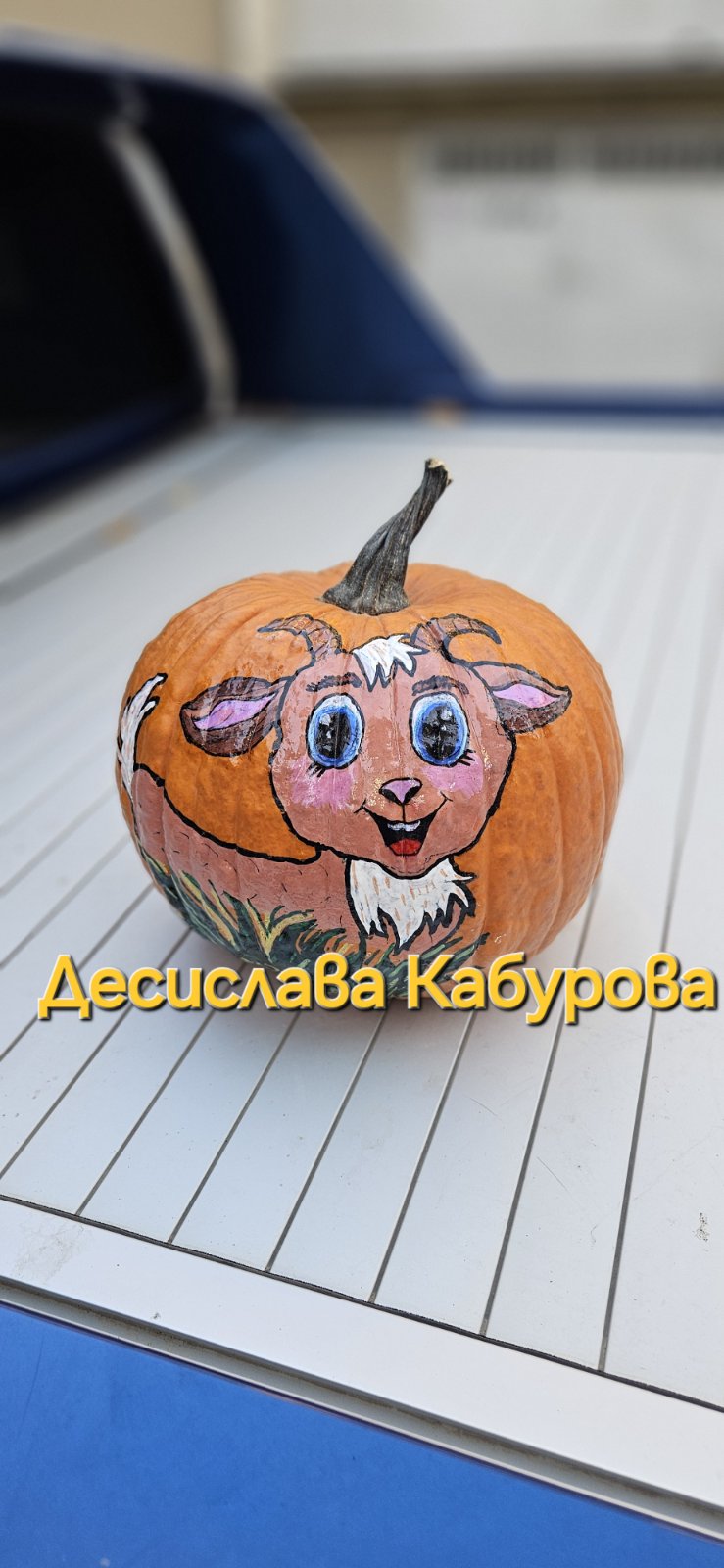 Ръчно рисувана тиква с акрилни бои 41