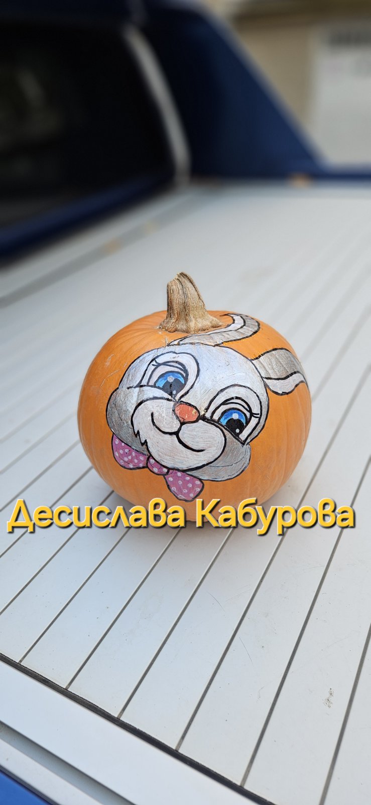 Ръчно рисувана тиква с акрилни бои 45