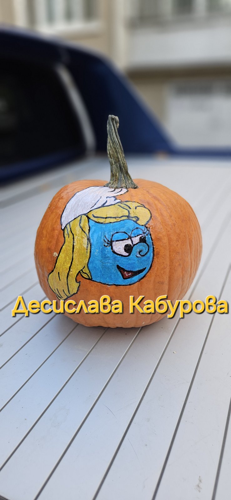 Ръчно рисувана тиква с акрилни бои 48