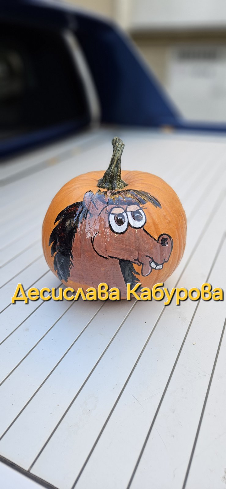 Ръчно рисувана тиква с акрилни бои 49